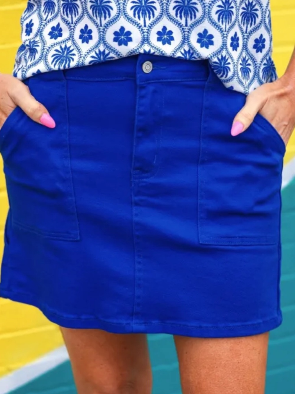 Lucy & Yak Denim Mini Skirt in Cobalt Blue Size US 12 Organic Cotton GOTS
